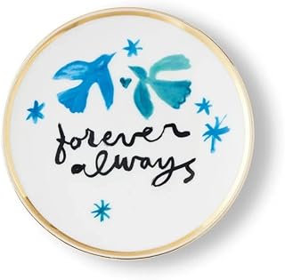 BITOSSI Home Platillo de porcelana Forever Always – Colección con Amor, diámetro 17 cm, borde dorado, diseño perano claro