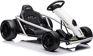 Go-Kart für Kinder, elektrisch, 24 V, 2 x 300 W, mit Drift-Funktion, verstellbarer Sitz, Musik, Hupe, sanfter Start, bis 13 km/h und 70 kg, für 6-12 Jahre, Weiß