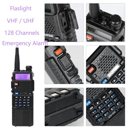 Image of Baofeng UV-5R 8W Dual Band Two Way Radio Handheld Ham Radios Walkie Talkies | BAOFENG UV 5R Radio Long Range, Rechargeable, Flashlight, for Hiking Camping Hunting Skiing Trip Black 3800mAh Battery 6 Pack