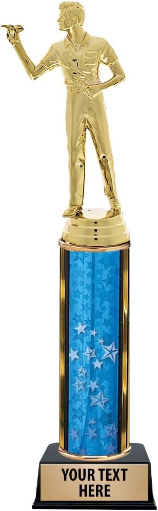 11" Gold Darts Trophies - Male Darts Trophy Award with Custom Engraving Prime