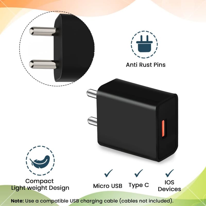 Image of 18W Charger for Tecno Spark 10 5G Original QC Adapter Type C 3.0A High Speed Fast Turbo Charge QC 3.0 Smart with 1m Type-C Charging & Sync Cable (Black, SE.AO5)