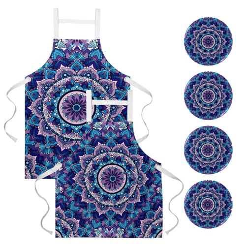 Tablier de serveuse mandala avec broches de fixation incluses