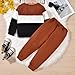 5-6T Toddler Boys Clothes Color Block Sweatsuit Long Sleeve Shirts Sweatpants Kids Fall Winter Outfit Brown