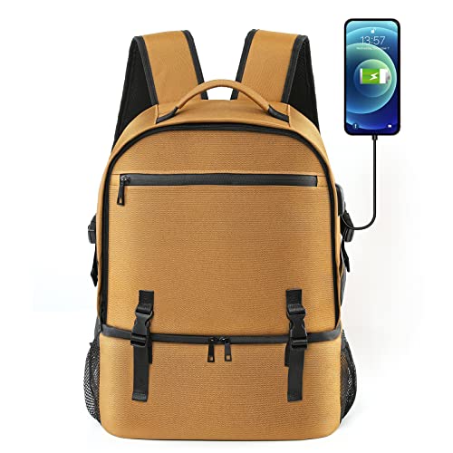 Lunchbox Backpack Cooler Backpack 38 Cans Leakproof Lightweight Lunch Backpack With Usb Double Deck Backpack With Cooler Compartment For Work Beach Picnic Travel Trip Men Women (Brown) #TOP25