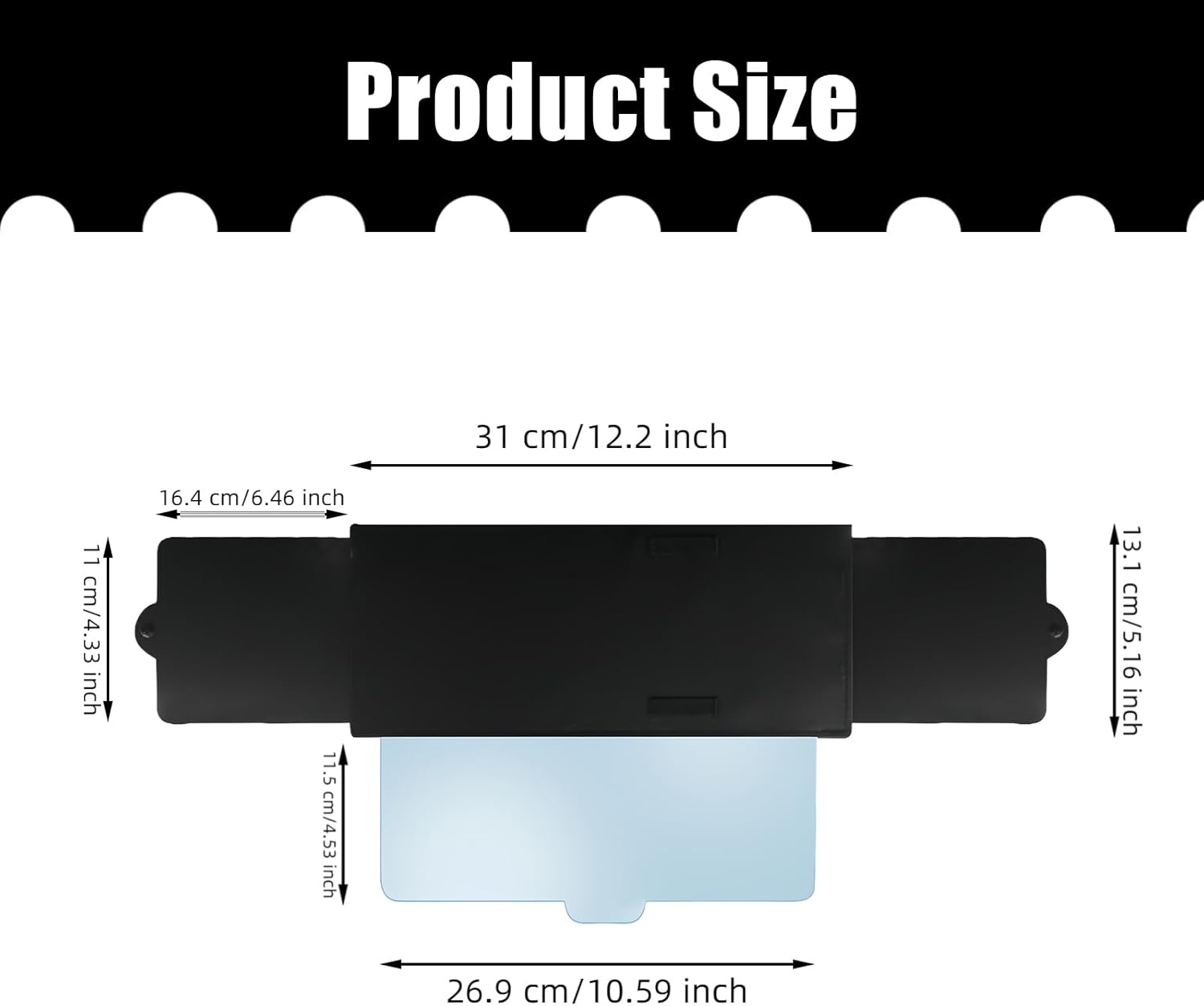 Sun Visor Extender for Car with 2 Side Sunshade, Polarized Car Sun Shade Extension Attachment with Anti-Glare Lens Blocks, Clips and Flexible Straps Design, Adjustable Sunshade Accessories