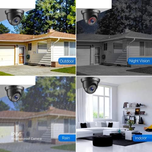 ZOSI H.265+ 1080p 16 Channel Security Camera System,16 Channel CCTV DVR with Hard Drive 2TB and 12 x 1080p Indoor Outdoor Dome Camera, 80ft Night Vision, 105° View Angle, Remote Control, Alert Push