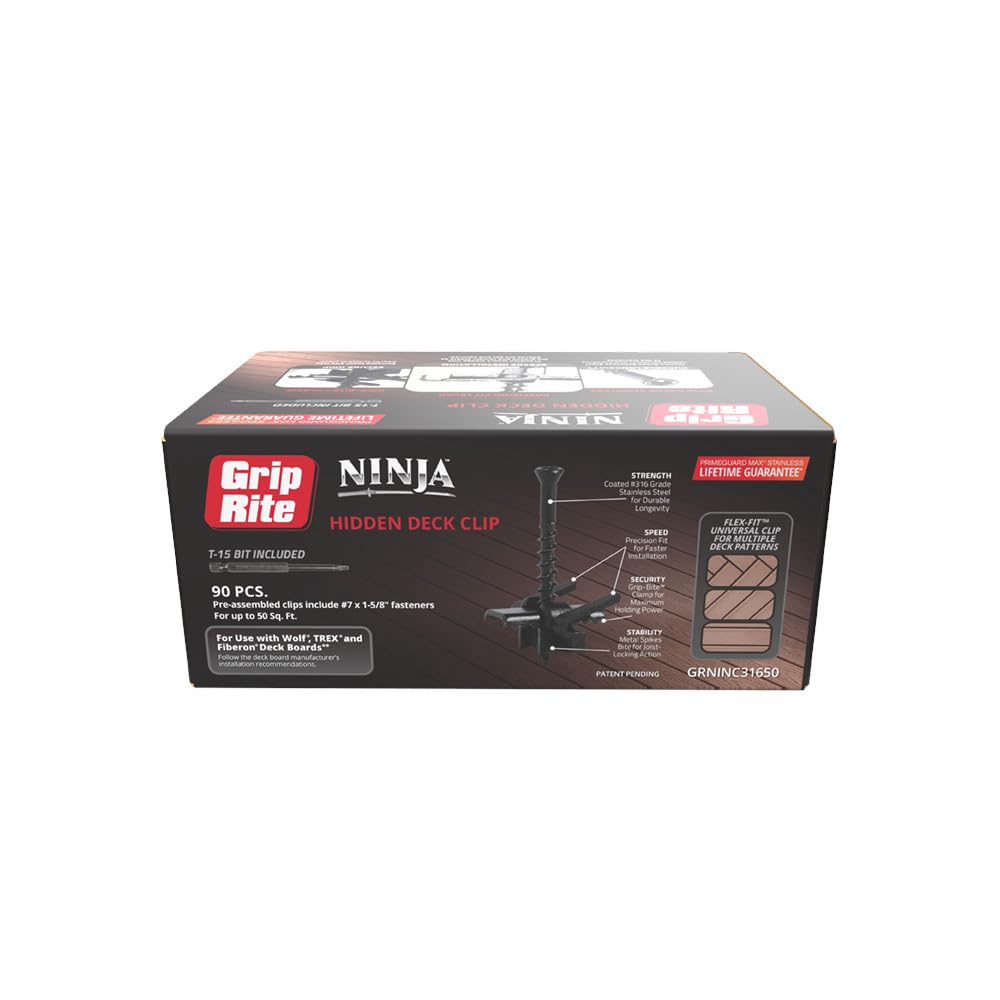 Clips de terrasse Grip-Rite GRNINC31650 anti-corrosion pour éliminer les vis apparentes