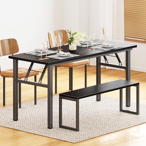 Image of DlandHome 62 Inch Large Folding Computer Desk, Fully Assembled, Black