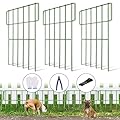 10 Pack Animal Barrier Fence, No Dig Garden Decorative Fence Rustproof Metal Defense Fence, Dog Rabbits Blocker Fence for Outdoor Yard, with Cable Ties and Cutting Plier 10.8ft(L) X 17inch(H) Green