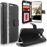 S7 Case, Galaxy S7 Case, Cellularvilla [Diamond Jewel] Embossed Flower Design Premium PU Leather Wallet Case [Card Slots] [Stand Feature] Folio Flip Cover For Samsung Galaxy S7 (Black Bling)