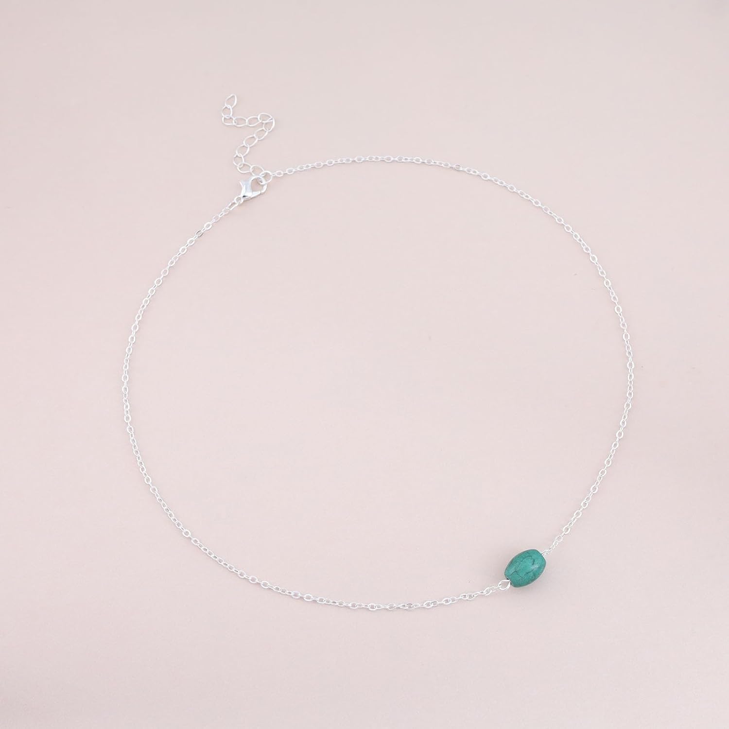 Turquoise Choker Necklace Gold Turquoise Pendant Necklace Vintage Turquoise Necklace Blue Natural Stone Chain Necklace Jewelry for Women - Image 3