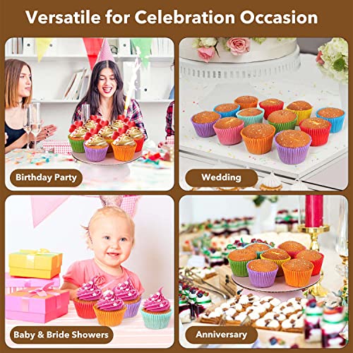 Image of Gifbera Bright Rainbow Jumbo Cupcake Liners Large Colorful Baking Cups | 400-Count, Greaseproof Muffin Liners Add Solid Colorful Cheer to Cupcakes & Muffins and Oven-Safe Paper for Baking