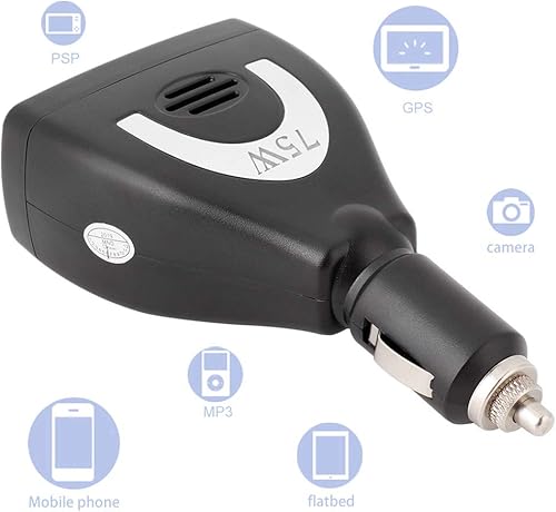 Miniatura 4 de Inversor de corriente para automóvil + inversor de corriente para automóvil, 75 W Dc12 V a CA 100 V-240 V convertidor automático adaptador de