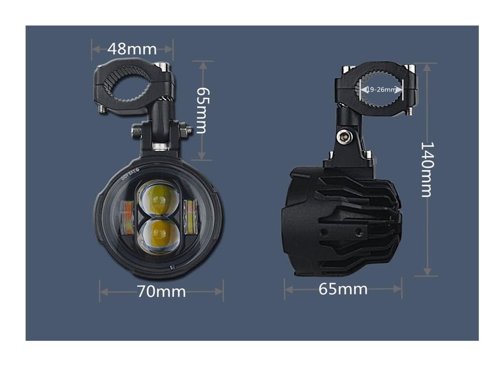 Fanale Posteriore Coppia di fari fendinebbia per moto da 100 W ausiliari a LED a doppio colore lampeggianti per