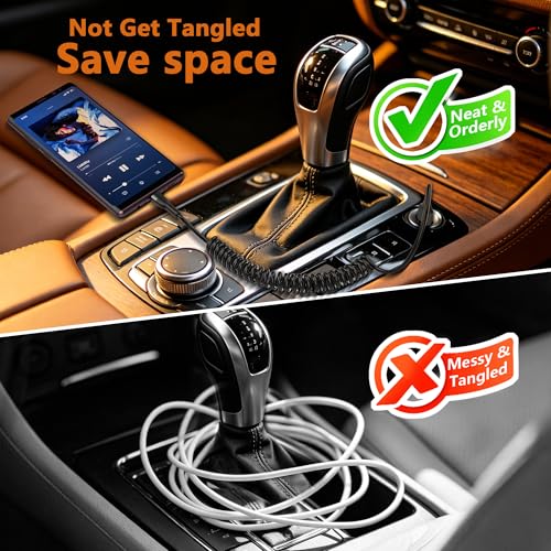 Image of Car Carplay Cable 2Pack 3ft Coiled USB A to USB C Cable for Android Auto & CarPlay & Data, USB C Car Charger Cable Fast Charging for iPhone 17 /16 /15 /Plus /Pro Max /Android, Retractable iPhone Car Cord