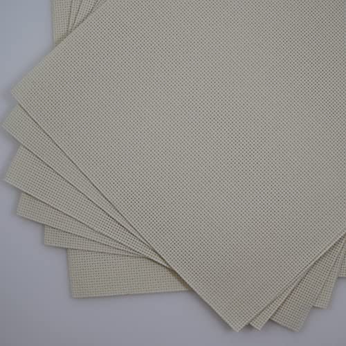 Image of KCS 6 pc of 12 inch x 18 inch 14CT Counted Cotton Aida Cloth Cross Stitch Fabric (Cream)