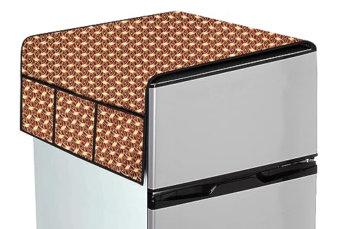 Image of The Furnishing Tree Fridge Top Cover Compatible for Samsung RR21C2F24UZ /HL, 189 LTR WxL 71x109 in CM Interlocked Ropes Pattern Brown