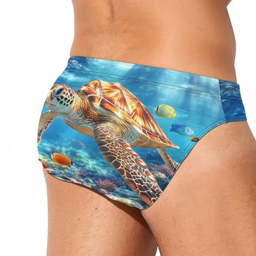 Turtle Ocean Undersea Mens Swim Briefs Quick Dry Swim Trunk Bikini Underwear Swimsuit3