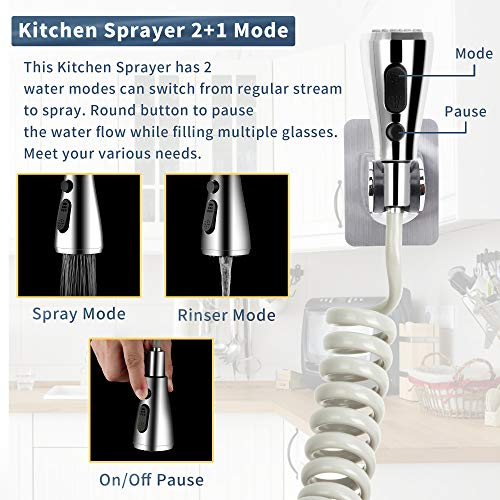 Image of CECEFIN Kitchen Sink Sprayer Hose Attachment, Recoil Hose & Holder, Pressurized Water Saving Aerator & Diverter Valve, Faucet Sprayer Attachment Set