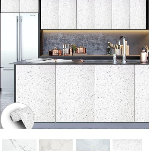 Image of TEKCOOL Granite Self Adhesive Waterproof Contact Film Wallpaper for Countertops Cupboard Door, Almirah, Fridge, Tabletop, Wall, Floor Renovation Projects (60X200 cm, Glossy Grey-4pc) - Solid