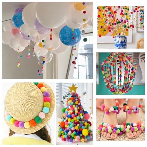 TOAOB Pompons zum Basteln 300 Stück Mini Pompons 25mm Bunte Bommel und Flauschige Pompom Bälle DIY Handwerk Material für Lustige Kreative Basteln Projekte