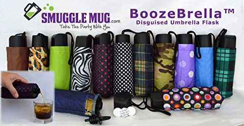 Umbrella Hidden Flask With Lid Seals | Disguised Container for Sneaking Drinks | Concealed Flasks for Women & Men | Sneaky Way to Hide Beverages | Undercover Containers (Black w/ White & Gray Dots)