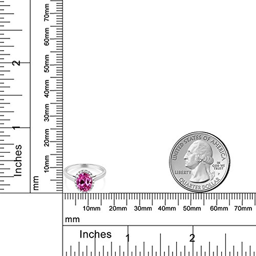 Gem Stone King 10K White Gold Oval Gemstone Birthstone and Diamond Halo Engagement Ring | Oval 9X7MM | Wedding Anniversary Promise Gold Ring For Women4