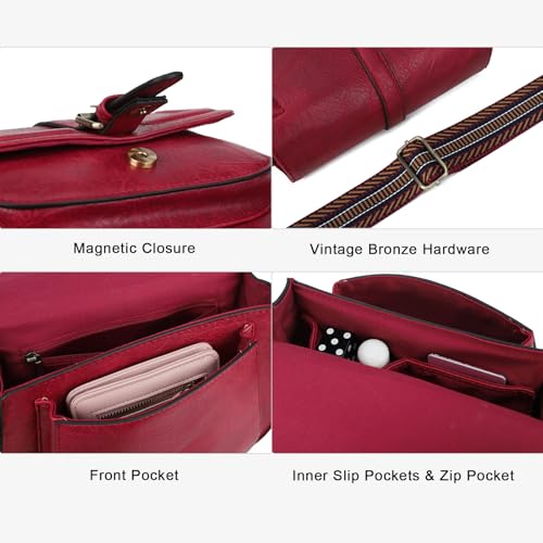 Image of AFKOMST Crossbody Bags for Women,Small Saddle Purse and Boho Cross Body Handbags,Vegan Leather