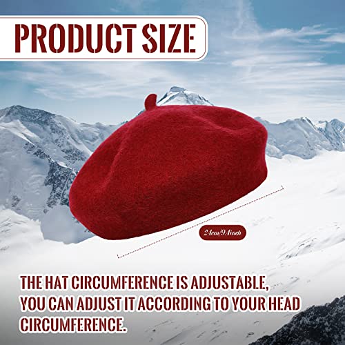 Image of Beret Hats for Women Warm Winter Gloves Set 3 Pcs French Style Beanie Cap with 3 Pairs Touchscreen Windproof Gloves for Winter Using