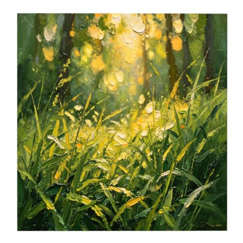 Tableau à l'huile forêt ensoleillée pour illuminer un salon sombre sans travaux
