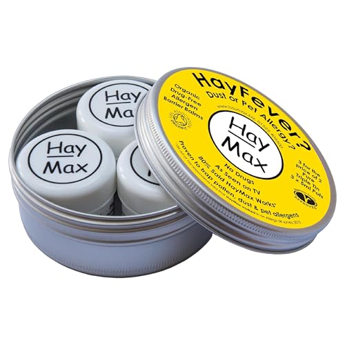 HayMax Allergen Barrier Balm Triple Tin Pure | Pack of 3 | Organic Natural & Non-Drowsy Hay Fever & Allergy Relief Balm | Traps Pollen Dust & Other Allergen Particles | Apply Around The Nose & Eyes