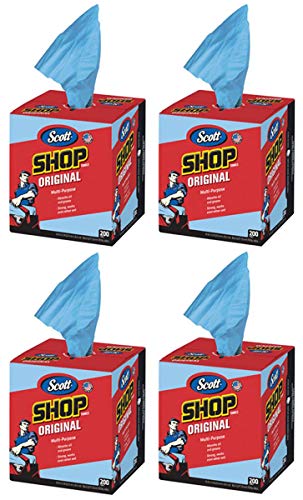 Scott SDX Kimberly-Clark 75190 Shop Towels, 10" x 12", Blue, 4 Box of 200 Towels - image 1