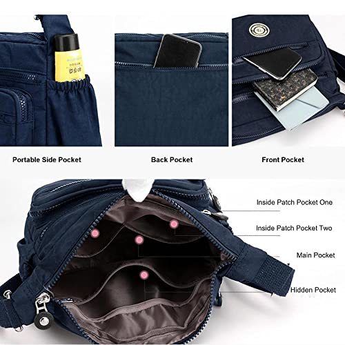 Milky Way Wasserdichte Damen-Umhängetasche, mit mehreren Taschen, verstellbarer Riemen, Crossbody-Handtaschen, lässige Segeltuch-Kuriertaschen, blau, Einheitsgröße