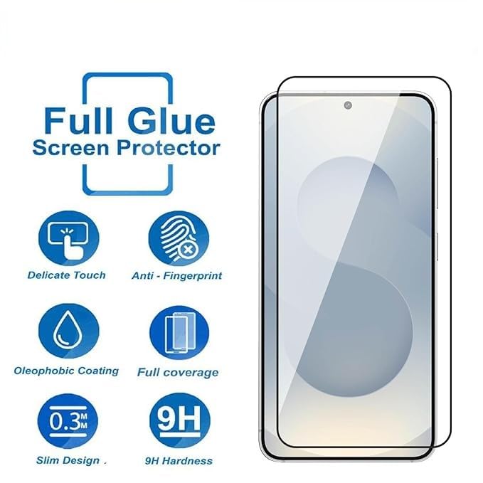 Image of Military-Grade Gorilla Tempered Glass For Samsung Galaxy S25 Edge 5G (Black) Edge To Edge Coverage With Easy Installation Kit (Samsung S25 Edge)