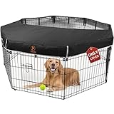 PJYuCien Dog Playpen Mesh Top Cover,Fits 24 Inch 8 Panels Metal Exercise Pet Pen, Elastic Buckles Connections, Black (Note: Only Cover, Fence Not Included)