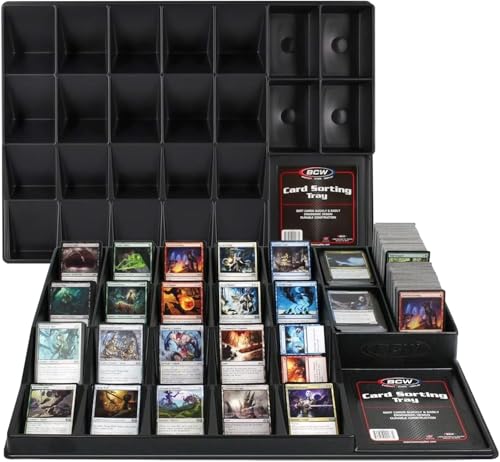 BCW Card Sorting Tray - 2 ct | 24-Cell Trading Card Organizer for TCG & Sports Cards | Compatible with Popular Games Like Pokmon Baseball and Magic Cards | Lightweight Card Sorter Tray