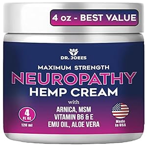Dr. JOEL’S Neuropathy Cream – Maximum Strength Nerve Relief Cream for Feet, Hands, Legs- 4 OZ Large – Made in USA