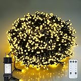 BIUDN Lichterkette Außen1000LED 50M. Multifunktionale Warml Weiße Lange Lichterkette,8 Modi, 4 Helligkeitsstufen,IP44 Wasserdichte, Geeignet für Weihnachtsbeleuchtung，Außendekoration, Partys usw.