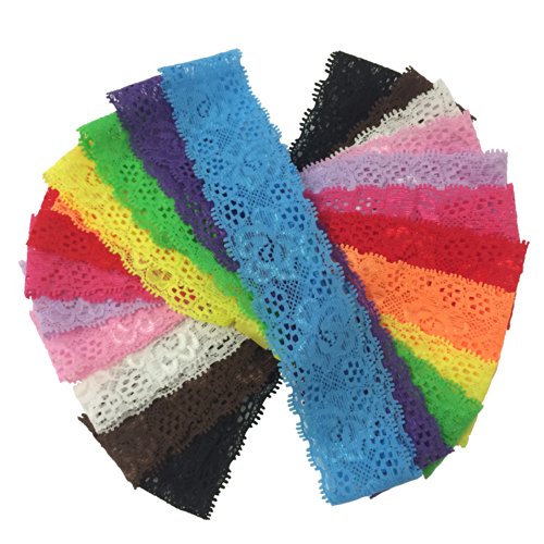 PEPPERLONELY Brand 12PC Colorful 1-1/2 Inch Lace Headbands