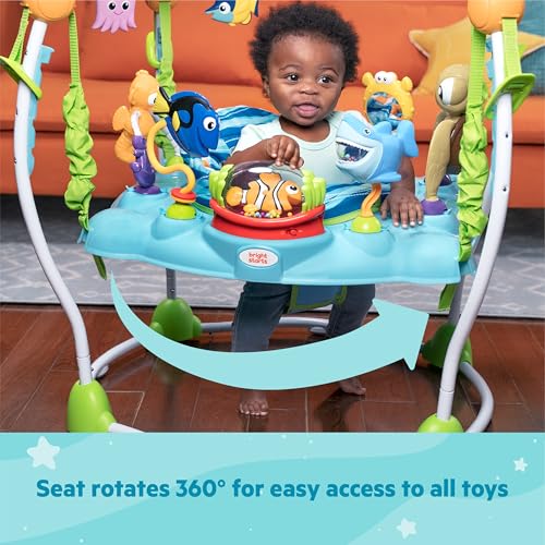 Image of Bright Starts Disney Baby Finding Nemo Sea of Activities Baby Activity Center Jumper with Interactive Toys, Lights, Songs & Sounds, 6-12 Months (Blue)
