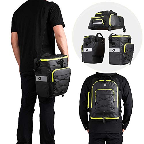Rhinowalk Bike Bag Bike Pannier Bag Set, for Bicycle Cargo Rack Saddle Bag Shoulder Bag Laptop Pannier Rack Bicycle Bag Professional Cycling Accessories 3 in 1-Green by Rhinowalk - Image 4