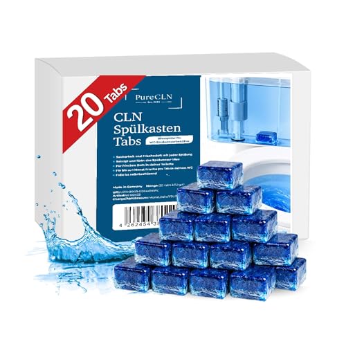 PureCLN Spülkasten Tabs 20 Stück Wasserkastenwürfel für frischen Duft & Sauberkeit Reinigende WC Tabs für blaues Wasser Blauspüler gegen Geruch Kalk und Schmutz mit Langzeitwirkung