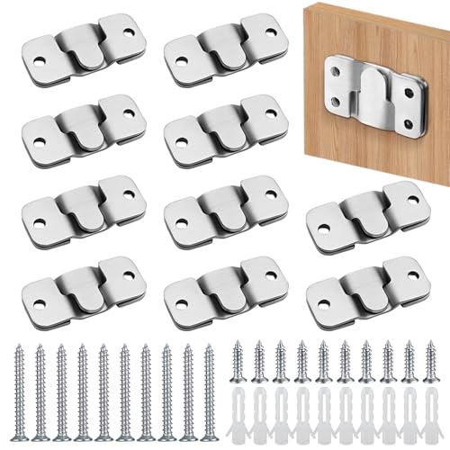 Support de Montage Dissimulé Fixation Miroir Crochet Connecteur Cadre Clips en Z Encastré, Embarqué Interverrouillage Pendaison Boucle Quincaillerie Murale en Acier Inoxydable pour Photos Miroirs