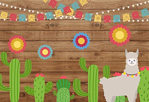 Qinunipoto 1.5m*1mメキシコのフィエスタテーマ背景メキシコサボテンギターアルパカパーティー写真の背景シンコデマヨカラフルなカーニバルバナードレスアップケーキテーブルデコレーションフォトブースの小道具