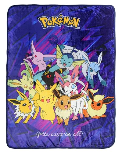 Pokemon Eevee Evolutions Sylveon Umbreon Vaporeon Throw Blanket - 46 x 60 Cozy Soft Fleece Throw Blanket for Bed Couch