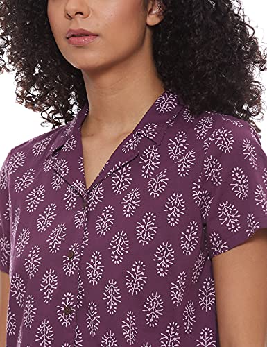 Image of Amazon Brand - Myx Women Cotton Shirt and Relaxed Pajama Set Night Suit Set (Available in Plus Sizes)