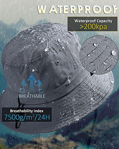 Image of Water-Resistant Bucket Hat for Women Men Rain Hat UPF 50+ Boonie Sun Hat Foldable Summer Floppy Fishing Safari Hats