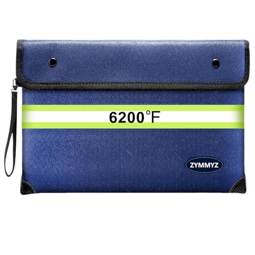 Bolsa de documentos ignífuga e impermeable a 3,426.7 °C con cremallera resistente al agua, sobres ignífugos para documentos importantes, objetos de valor