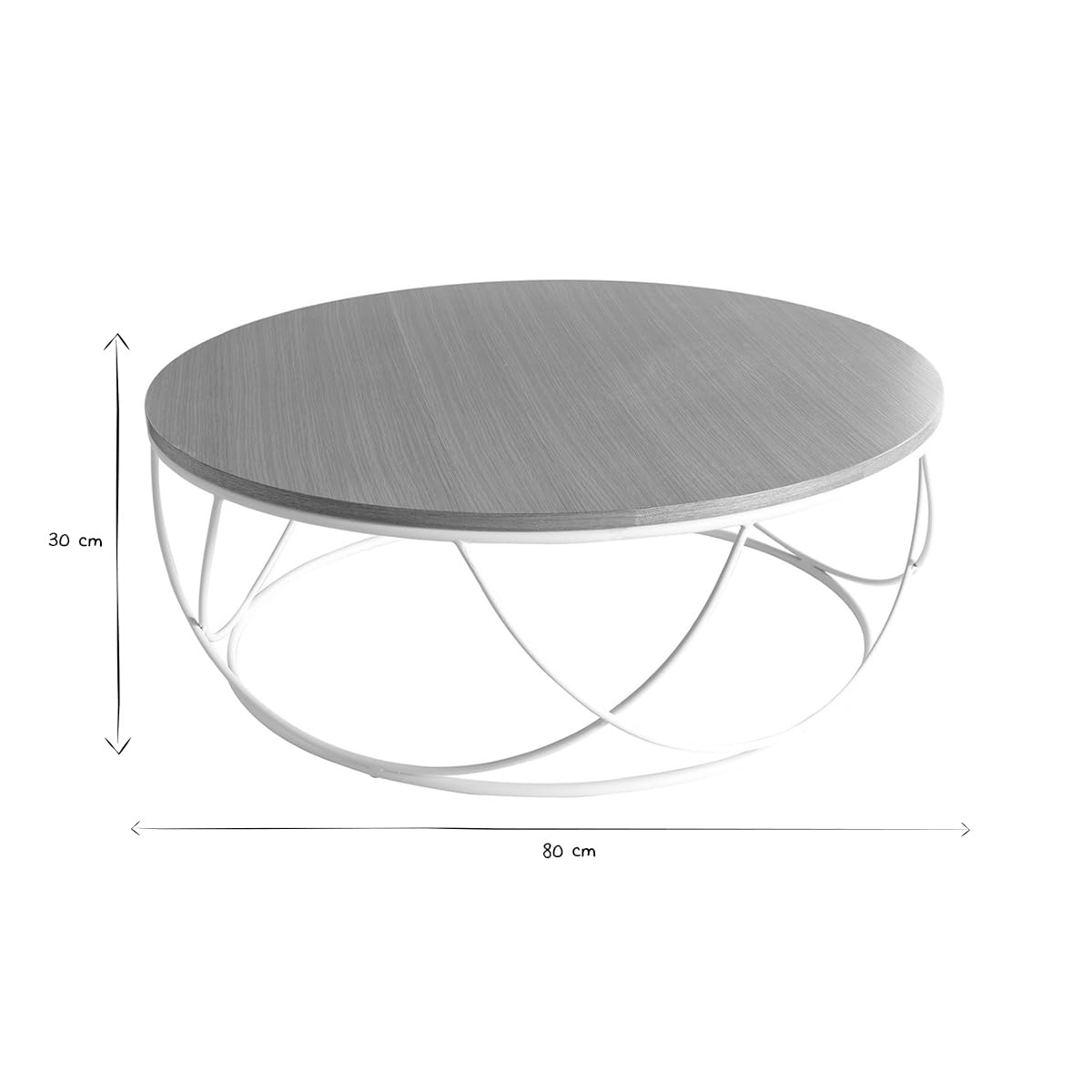 Miliboo Table Basse Ronde Bois Clair chêne et métal Blanc D80 cm Lace