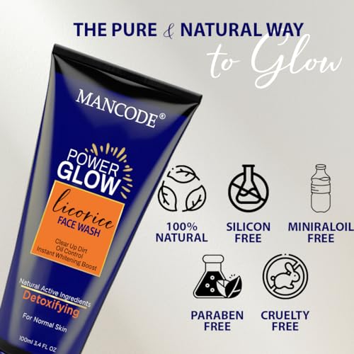 Image of Mancode Power Glow Face Care Combo for Unisex | Scrub, Face Wash & Whitening Cream | Deep Cleansing, Exfoliation & Brightening | Natural Ingredients with Saffron, Turmeric, Kojic Acid & Licorice | Hydrating & Reduces Dark Spots Pack of 3